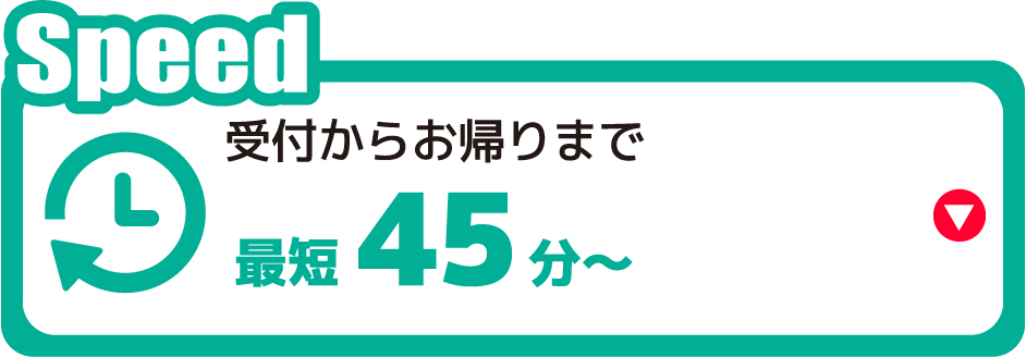 受付からお帰りまで最短45分〜